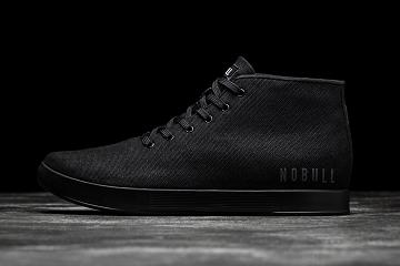 Black Nobull Canvas Mid Women's Trainers | CA G2089S